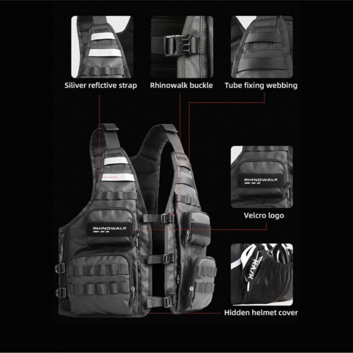 Chaleco utilitario moto Rhinowalk MT1012 multi funcion Outdoor | Moto & Aventura 6