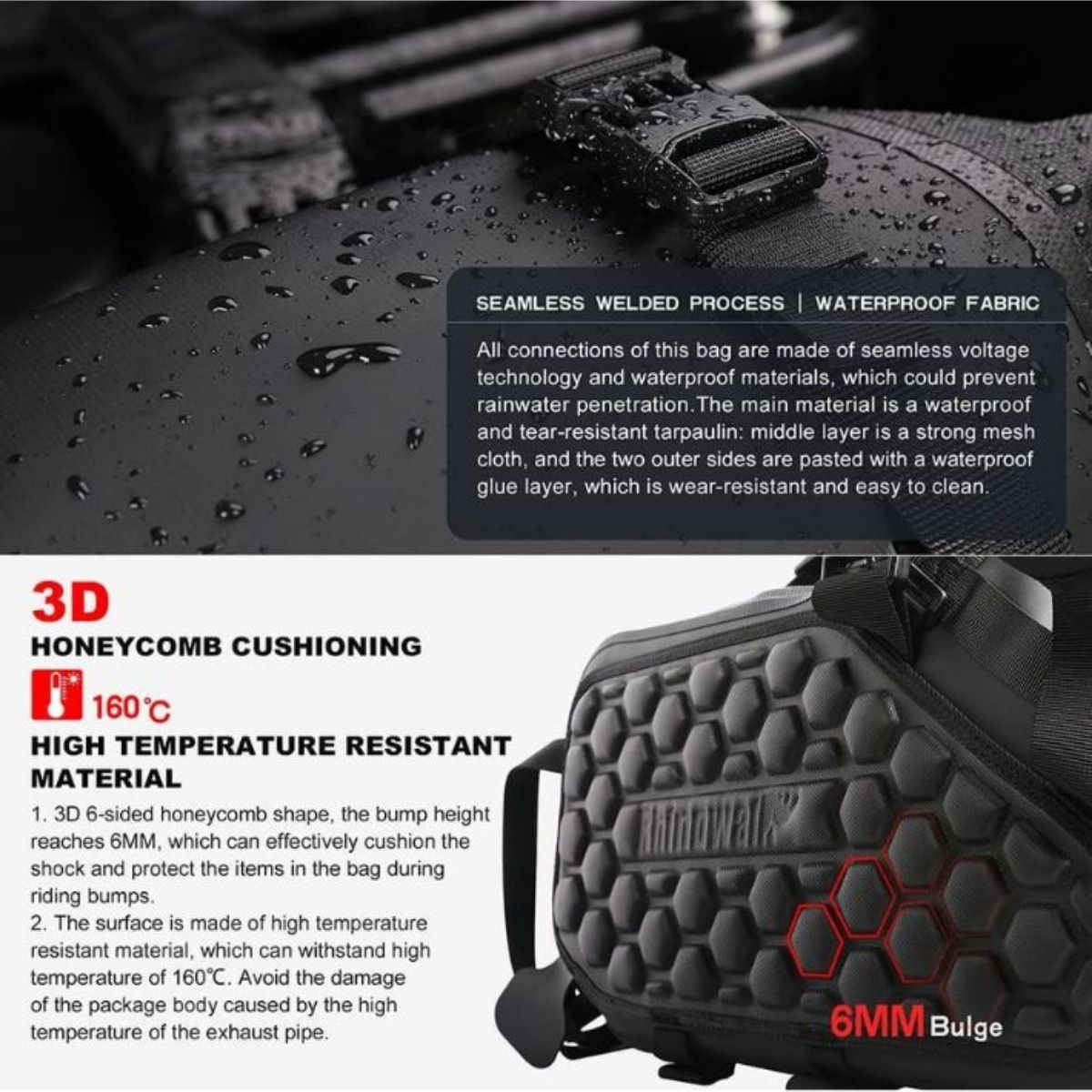 Bolsos laterales moto Rhinowalk MT1428 28L Impermeable | Moto & Aventura  10