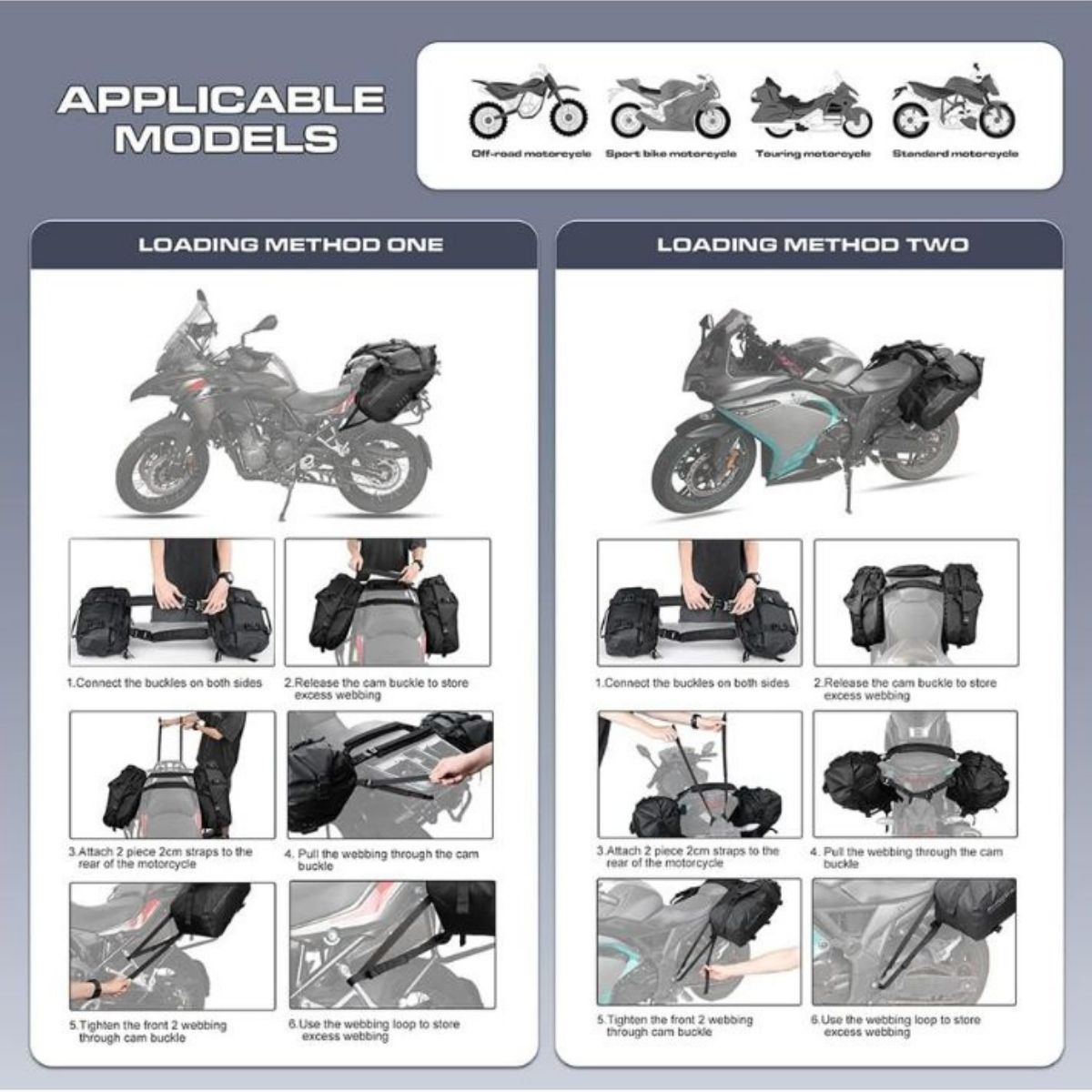 Bolsos laterales moto Rhinowalk MT1428 28L Impermeable | Moto & Aventura  11