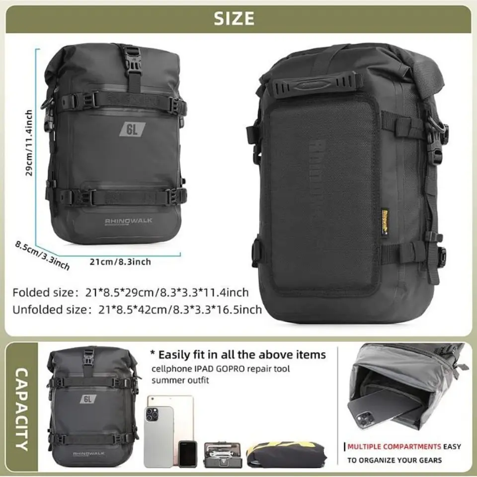 Bolso impermeable moto Rhinowalk MT2206 6L Dry Bag | Moto & Aventura 5