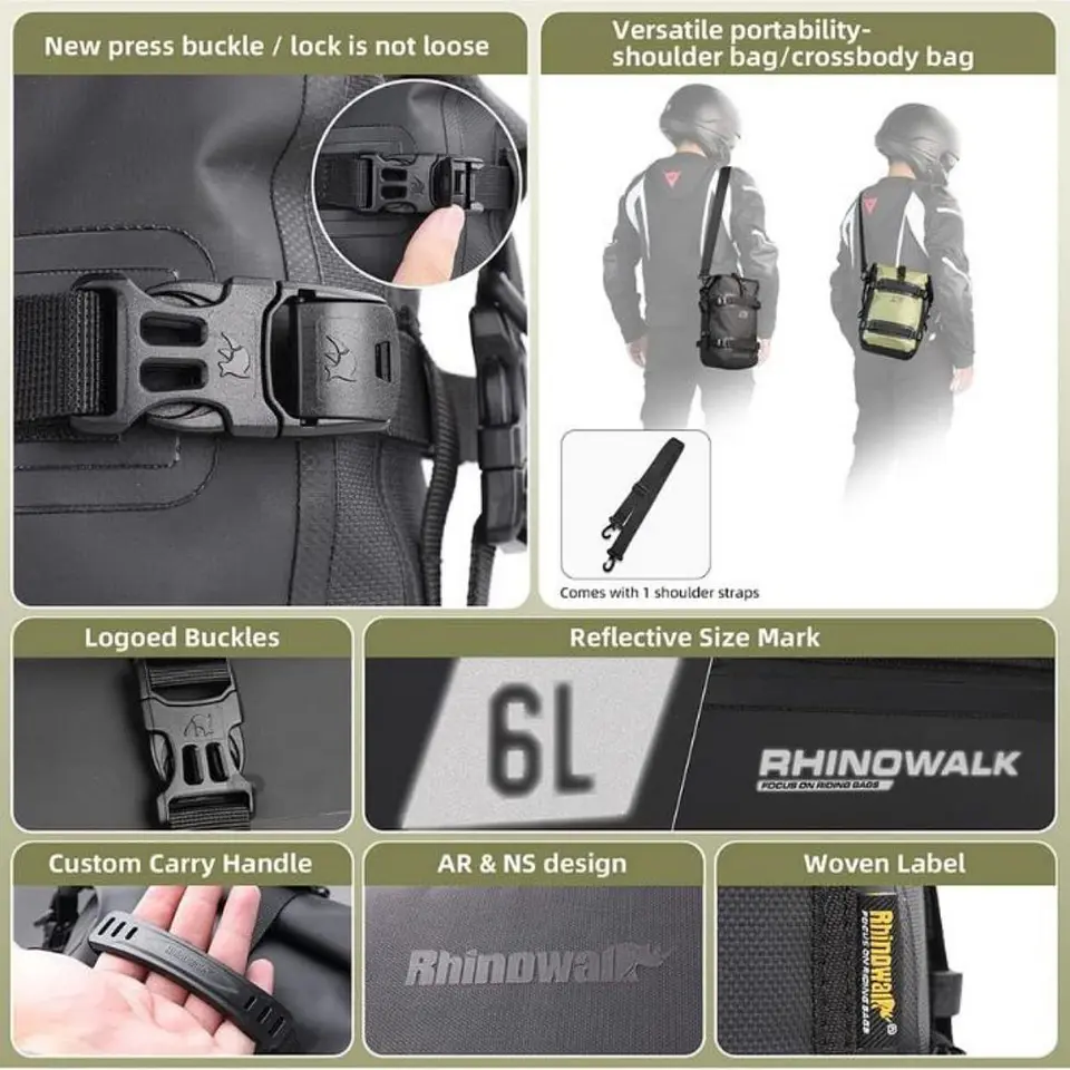 Bolso impermeable moto Rhinowalk MT2206 6L Dry Bag | Moto & Aventura 6