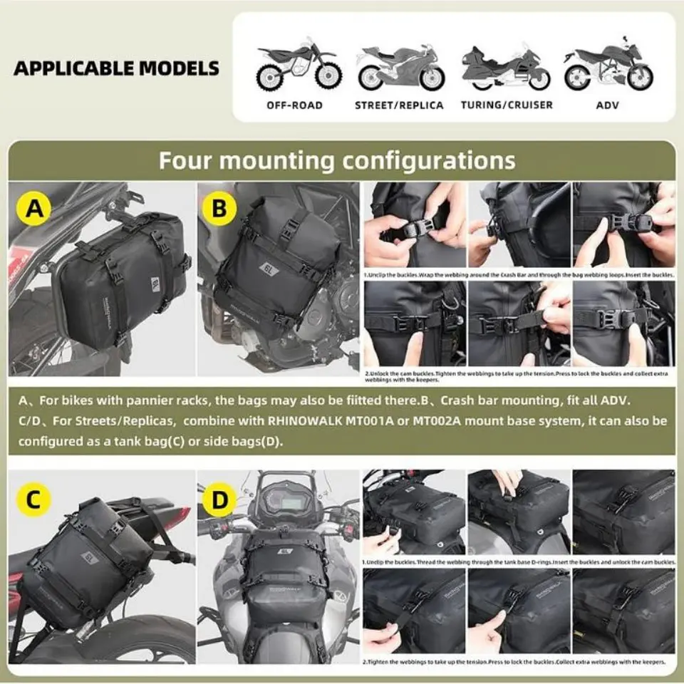 Bolso impermeable moto Rhinowalk MT2206 6L Dry Bag | Moto & Aventura 7