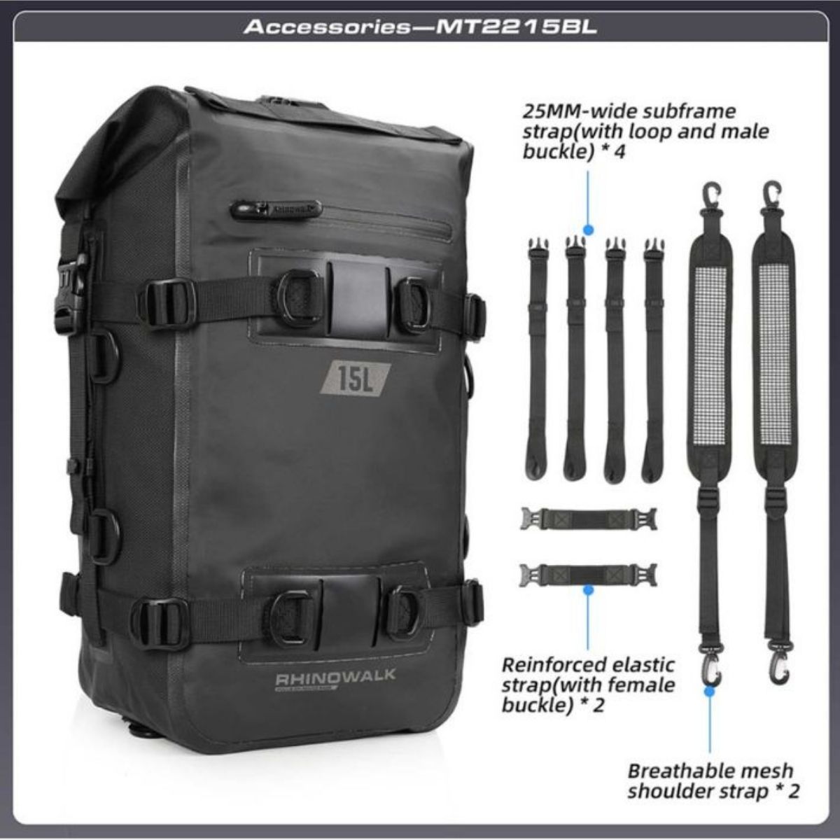 Bolso moto Rhinowalk MT2215 15L Impermeable | Moto & Aventura 5