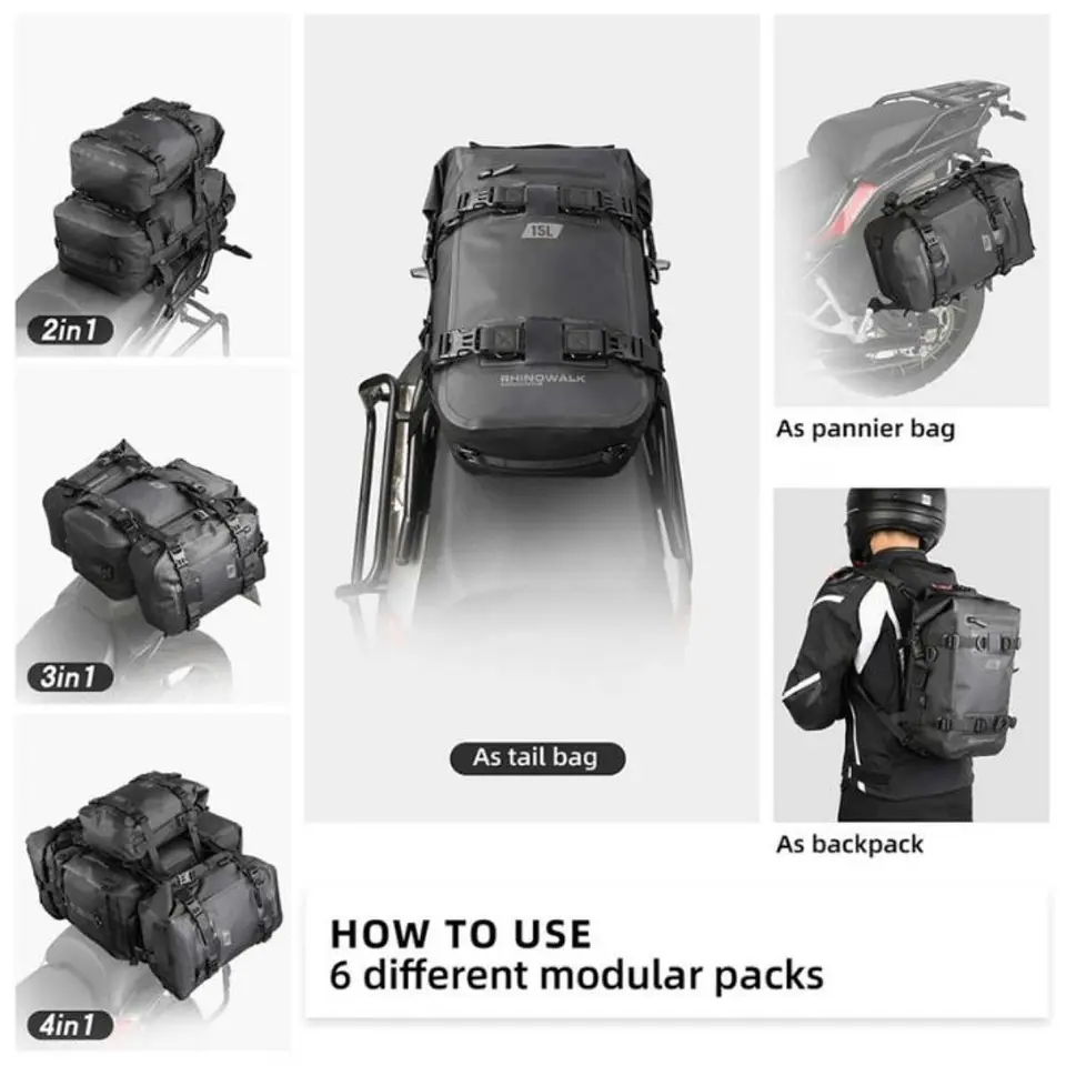 Bolso moto Rhinowalk MT2215 15L Impermeable | Moto & Aventura 8