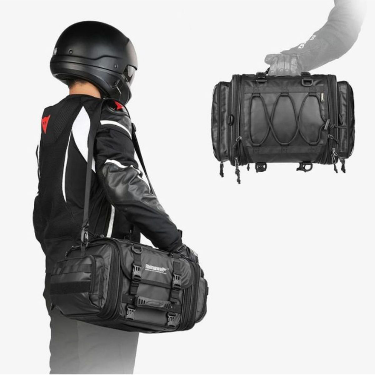 Bolso de cola moto Rhinowalk MT4026 expandible de 19L a 26L Impermeable | Moto & Aventura  3