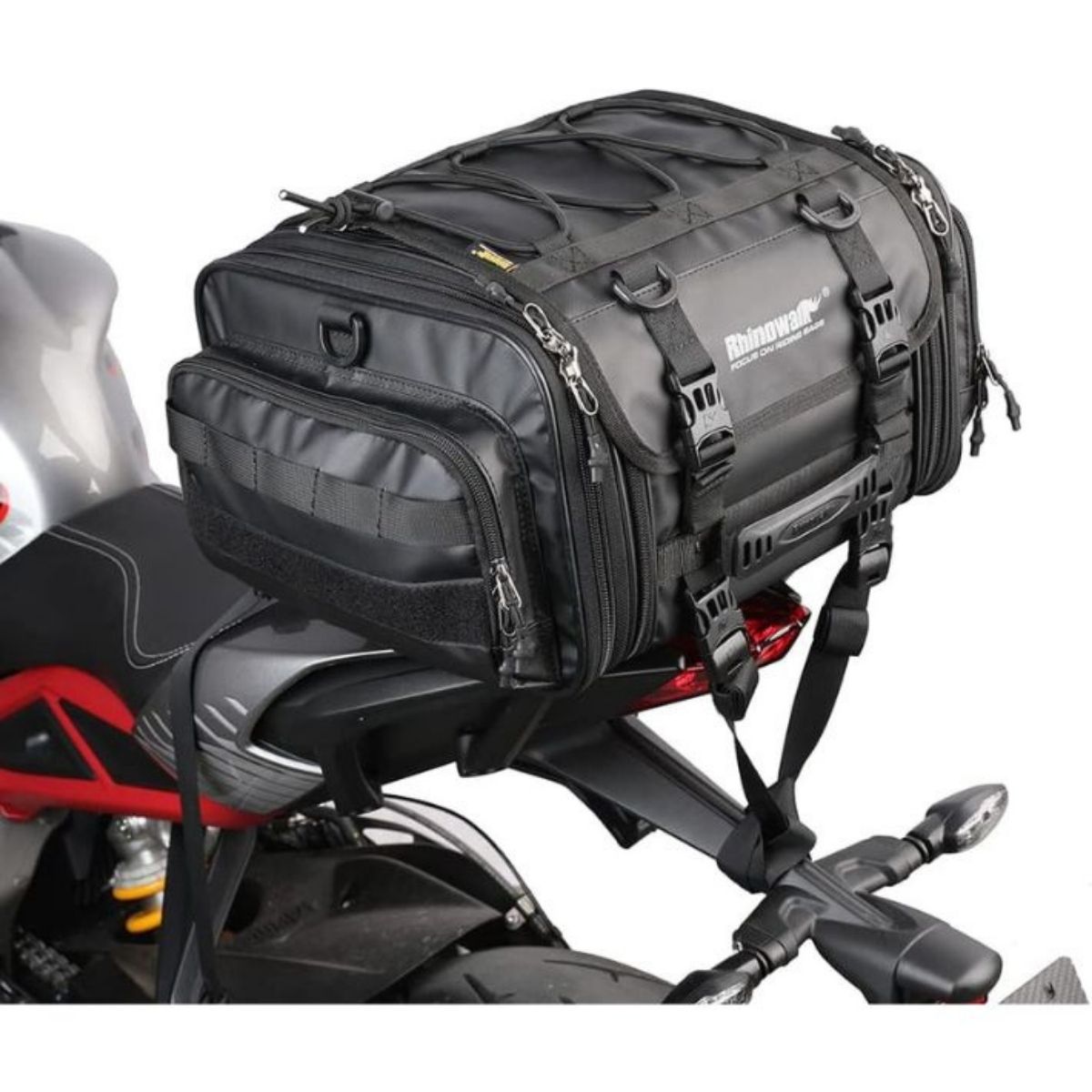 Bolso de cola moto Rhinowalk MT4026 expandible de 19L a 26L Impermeable | Moto & Aventura  2
