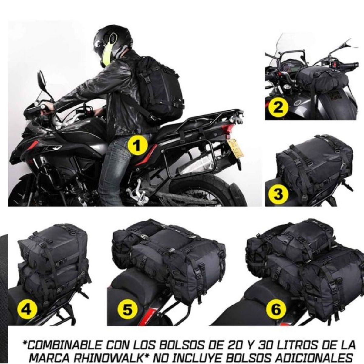Bolso impermeable moto Rhinowalk MT21630 30L multi uso | Moto & Aventura 9