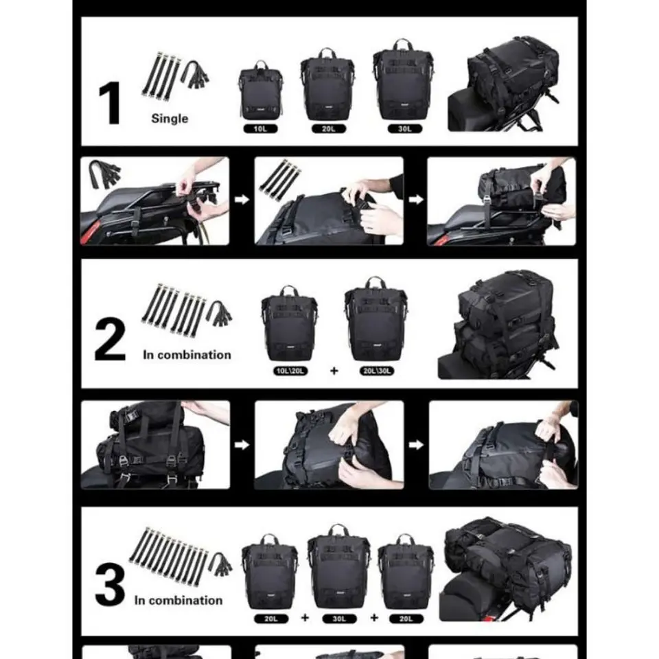 Bolso impermeable moto Rhinowalk MT21630 30L multi uso | Moto & Aventura 8