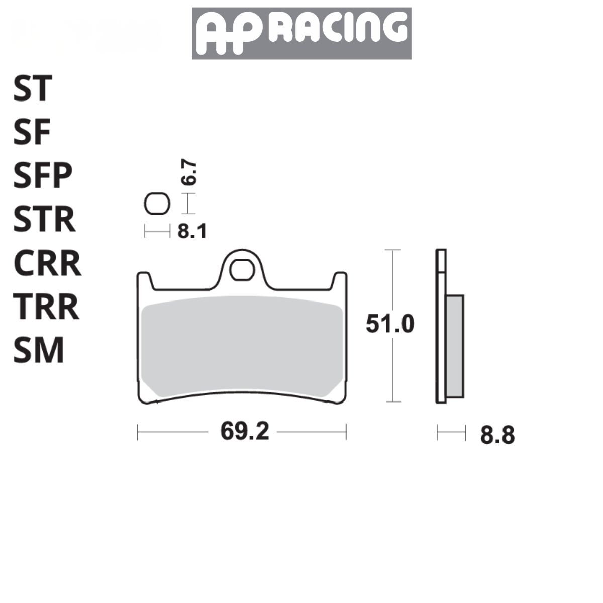 Pastilla de freno delanteras AP Racing Yamaha 2