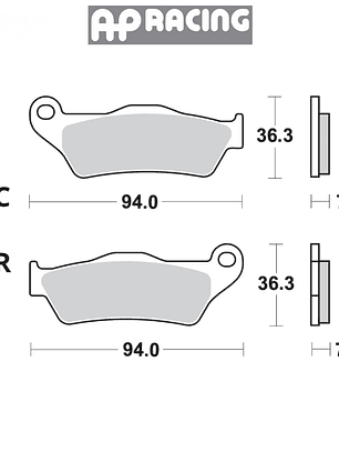 Pastilla de freno Trasera AP Racing Gas Gas, Husqvarna, Kawasaki, KTM