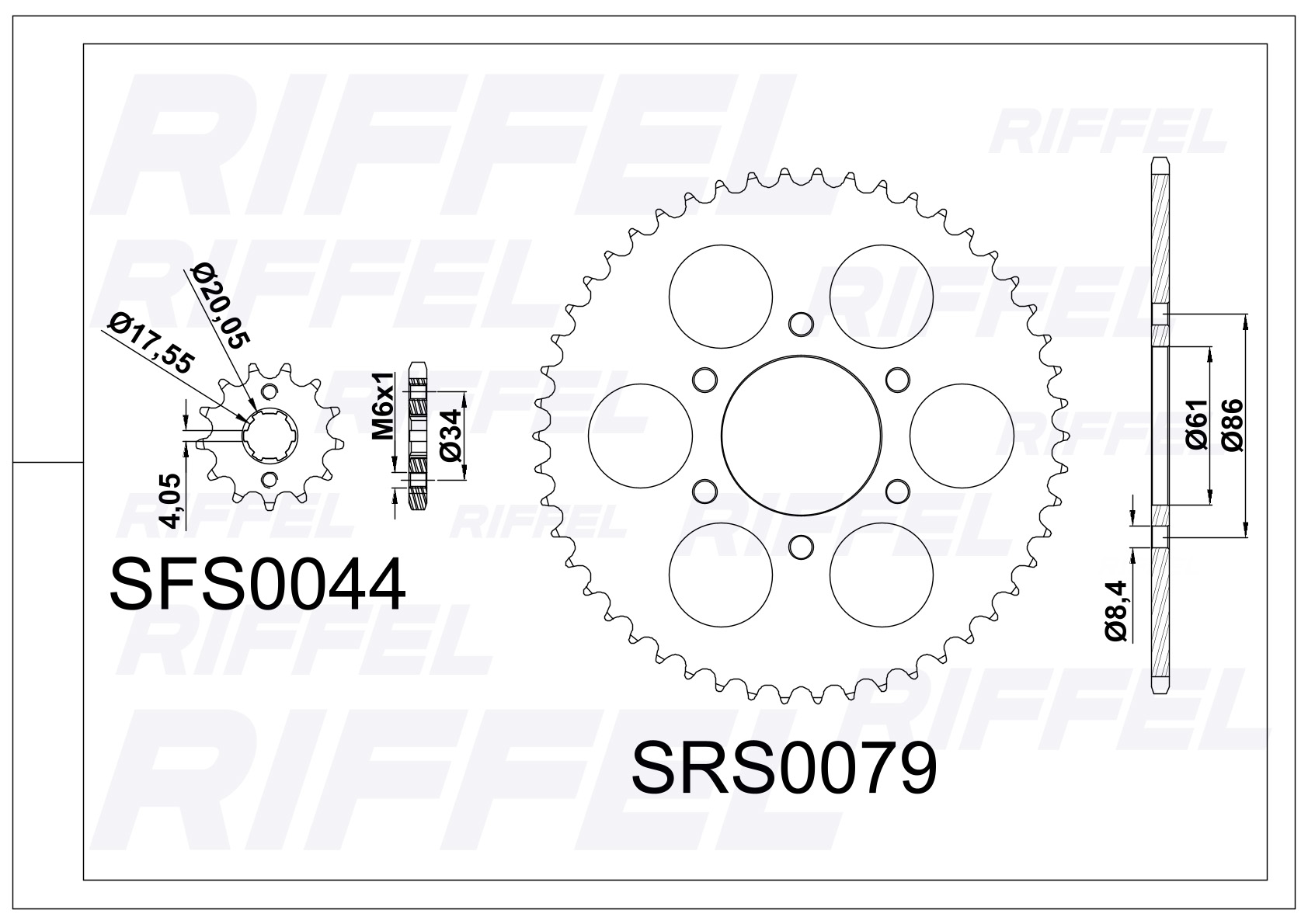 Kit transmisión Riffel Titanium | NK-150 50T/17Z  2