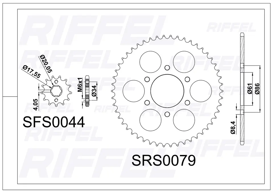 Kit transmisión Riffel Titanium | NK-150 50T/17Z  2