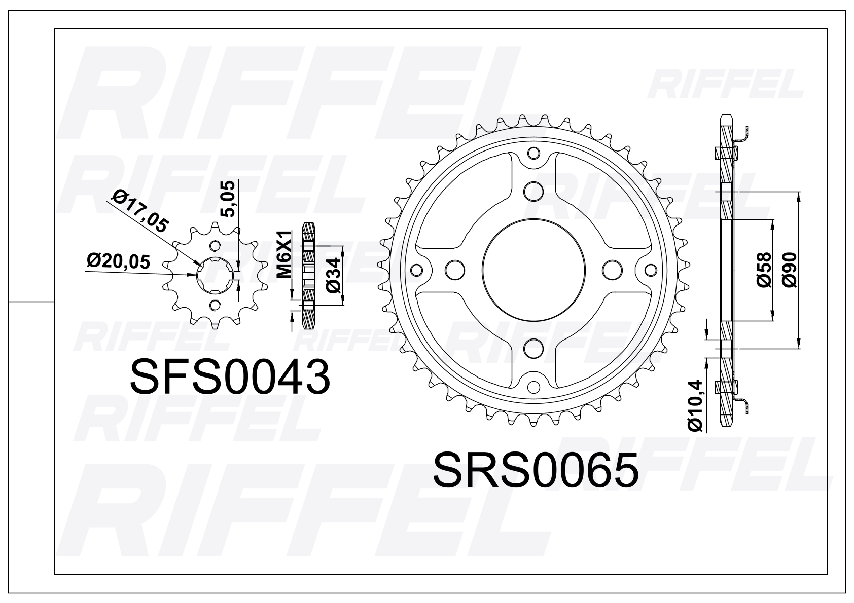 Kit transmision Riffel Titanium | XBLADE-160 CBF-160 45T/15Z 2