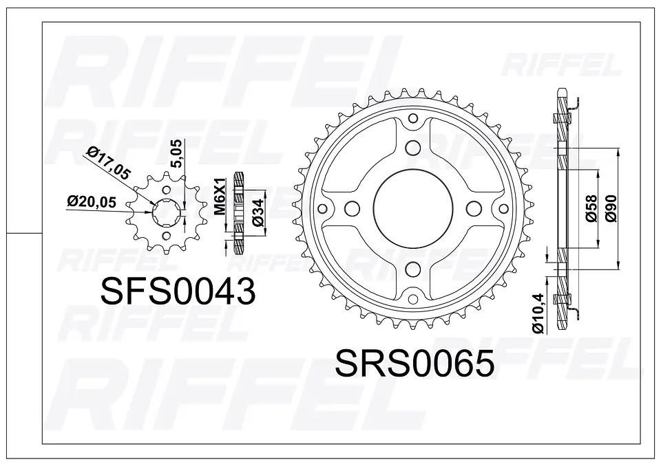 Kit transmision Riffel Titanium | XBLADE-160 CBF-160 45T/15Z 2