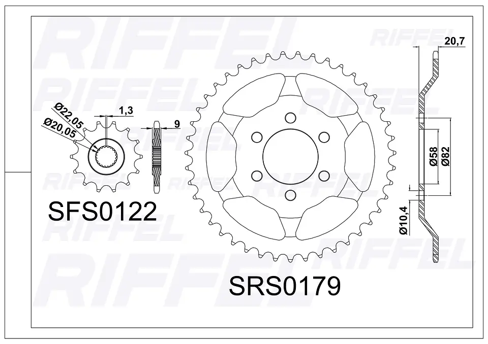 Kit transmisión Riffel Titanium | TNT 250 46T/14Z 2