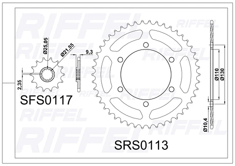 Kit transmisión Riffel | NINJA 300 / 400 42T/14Z