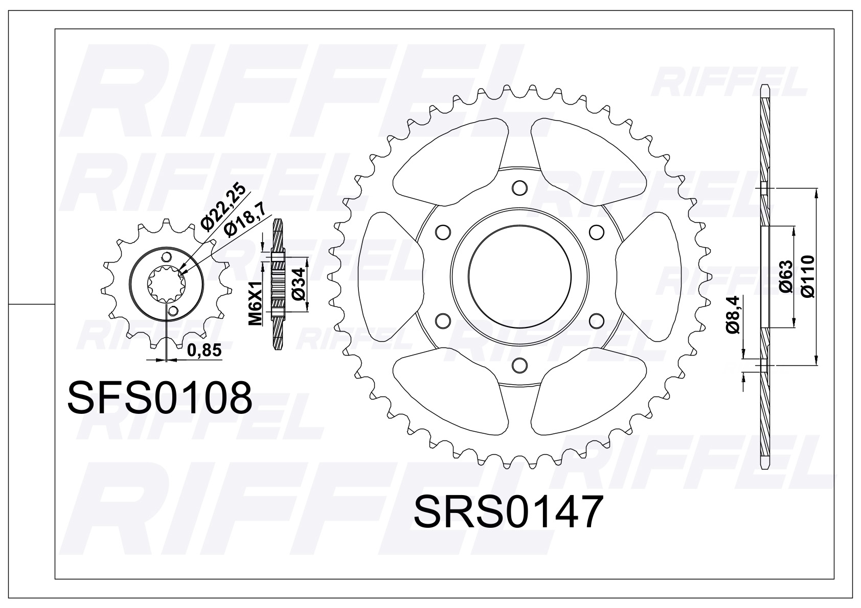 Kit transmisión Riffel | Dominar 250 46T/15Z  2