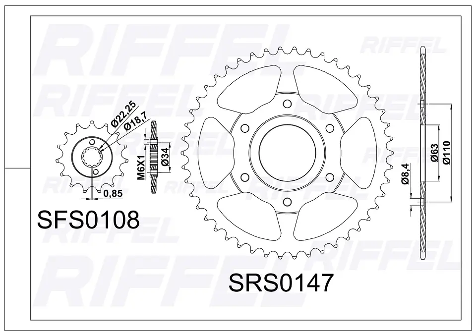Kit transmisión Riffel Titanium | Dominar 250 46T/15Z  2