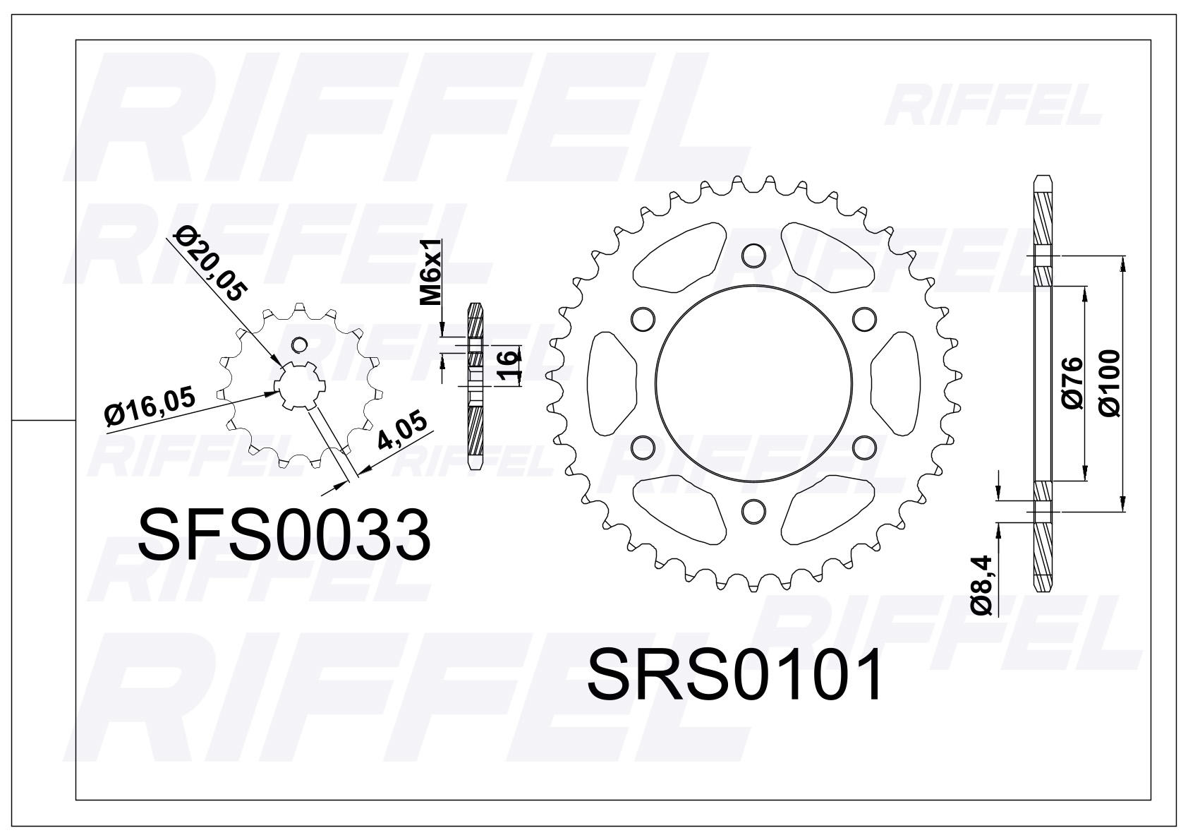 Kit transmisión  Riffel cadena dorada | Yamaha FZ 16 40T/14Z 2