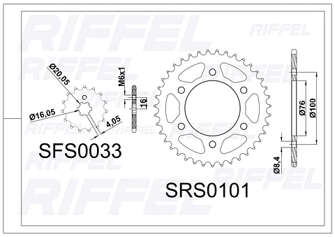 Kit transmisión  Riffel cadena dorada | Yamaha FZ 16 40T/14Z