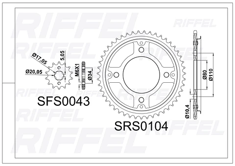Kit transmisión  Riffel | Honda CB-190 45T/14Z