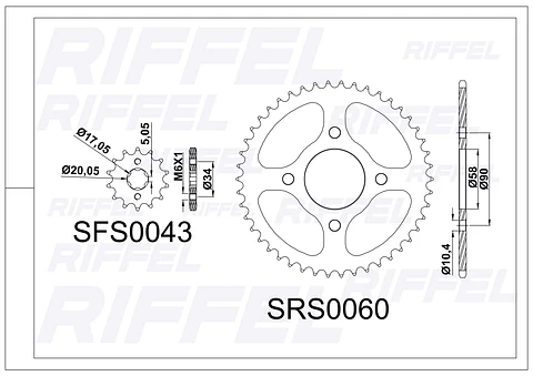 Kit transmisión  Riffel | Honda CBF 150 Invicta 42T/15Z