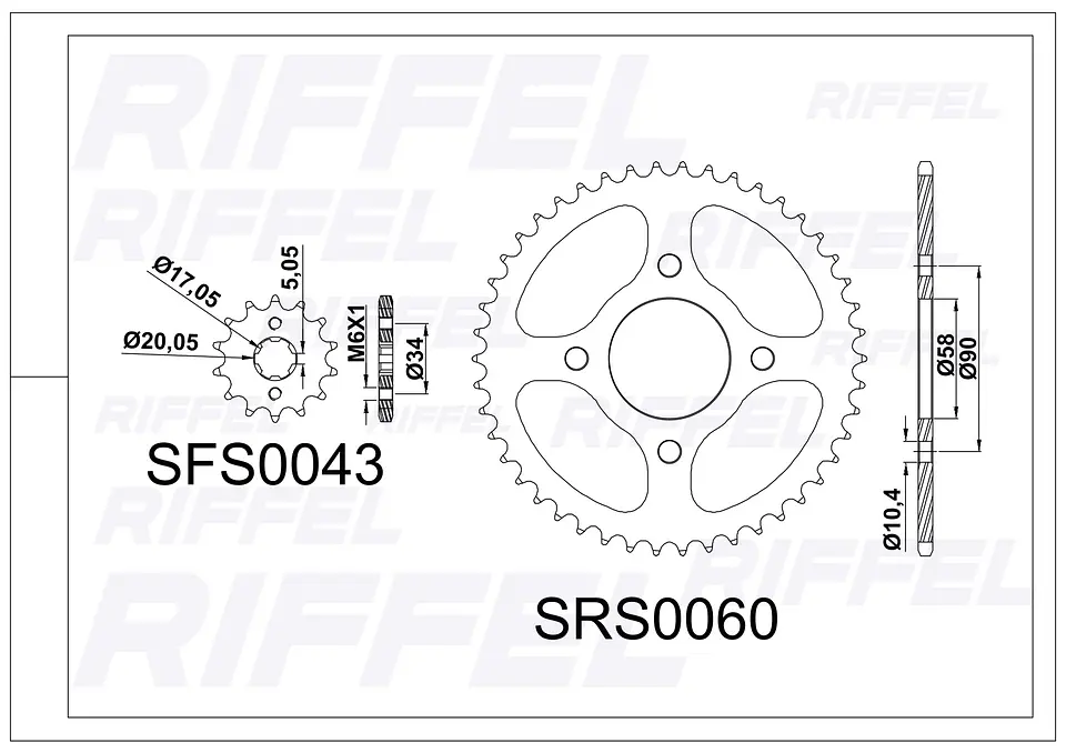 Kit transmisión  Riffel Titanium | Honda CBF 150 Invicta 42T/15Z 2