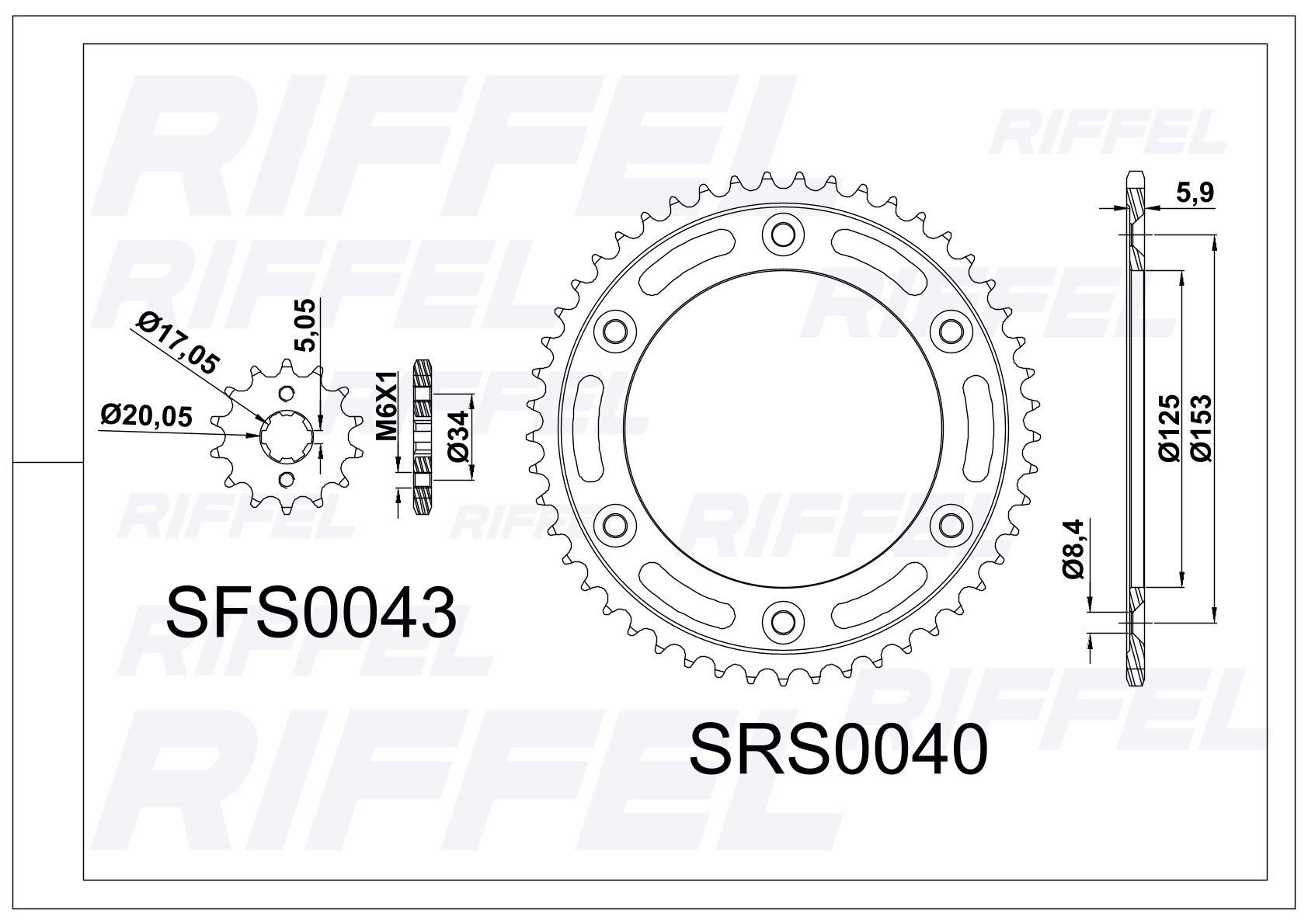 Kit transmisión Riffel | Honda XR-150 50T/17Z 2