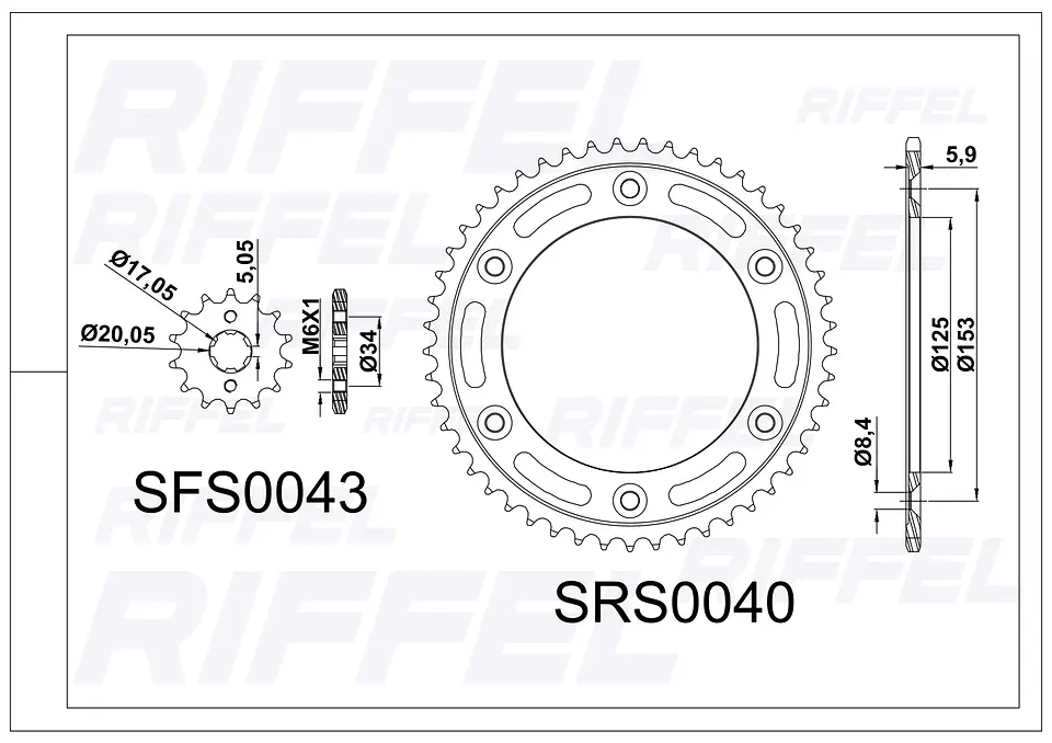 Kit transmisión Riffel Titanium | Honda XR-150 50T/17Z 2