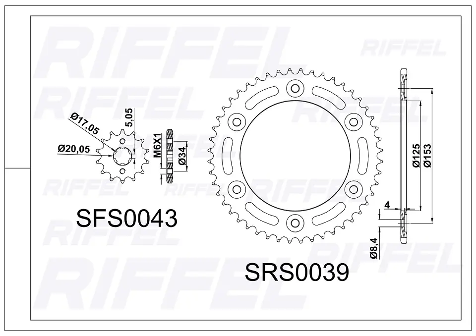 Kit transmisión Riffel Titanium | Honda XR 190 48T/16Z 2