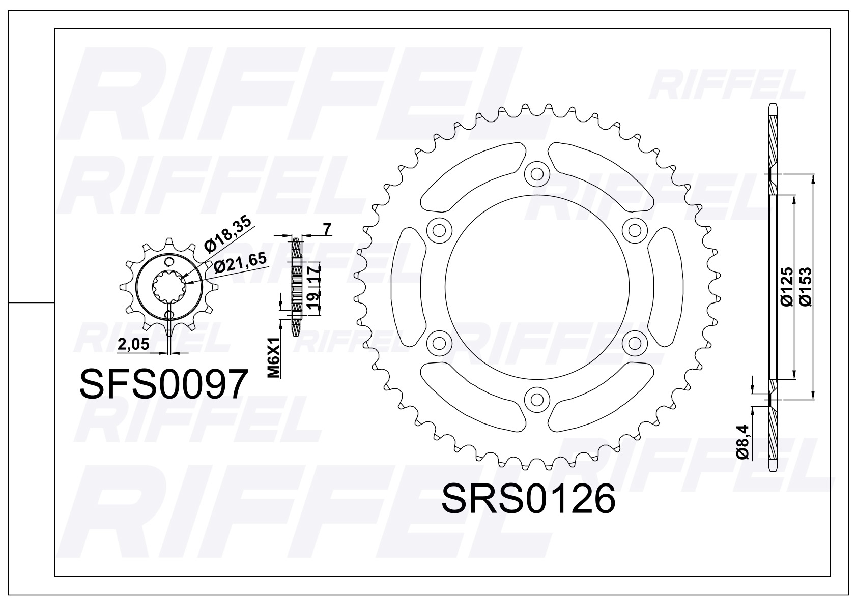 Kit transmisión Riffel | Honda XR-250 (96-05) 48T/13Z 2