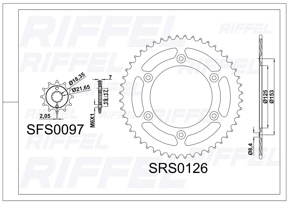 Kit transmisión Riffel Titanium | Honda XR-250 (96-05) 48T/13Z 2
