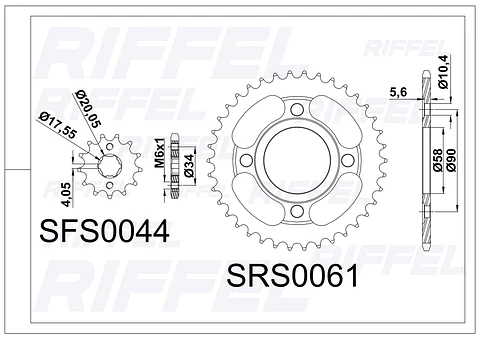 Kit transmisión Riffel | Motorrad TTX 150 46T/15Z