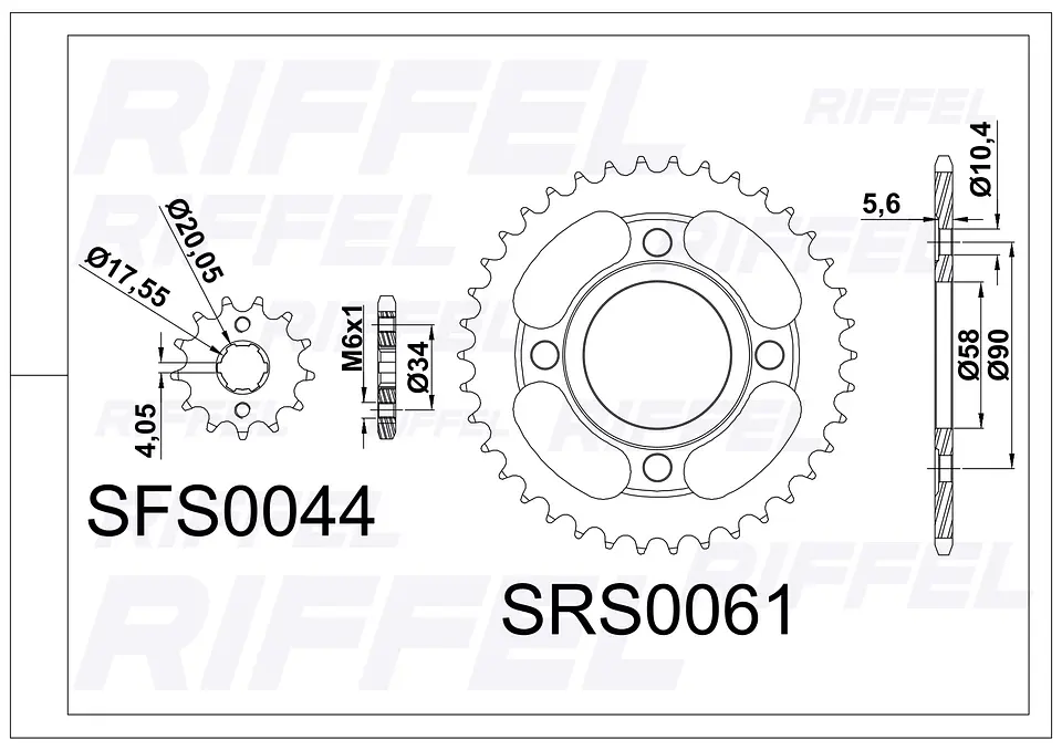 Kit transmisión Riffel Titanium | Motorrad TTX 150 46T/15Z 2