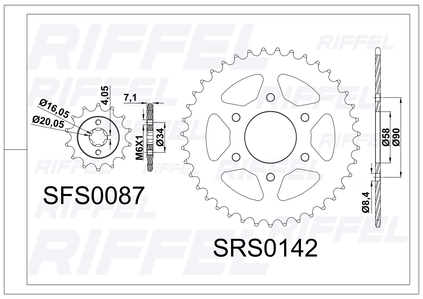 Kit transmisión Riffel | Bajaj Pulsar NS 200 39T/14Z 2