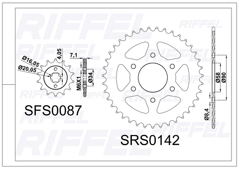 Kit transmisión Riffel | Bajaj Pulsar NS 200 39T/14Z