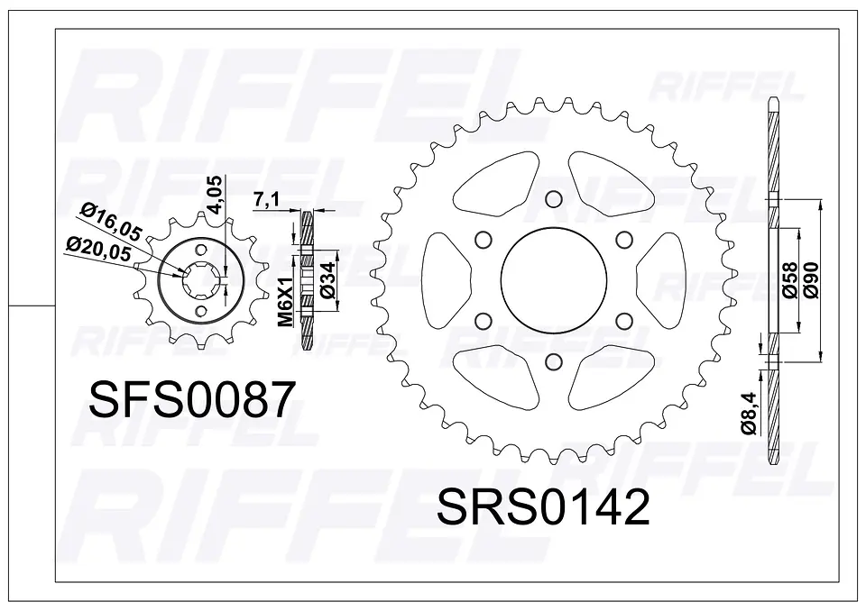 Kit transmisión Riffel Titanium | Bajaj Pulsar NS 200 39T/14Z 2