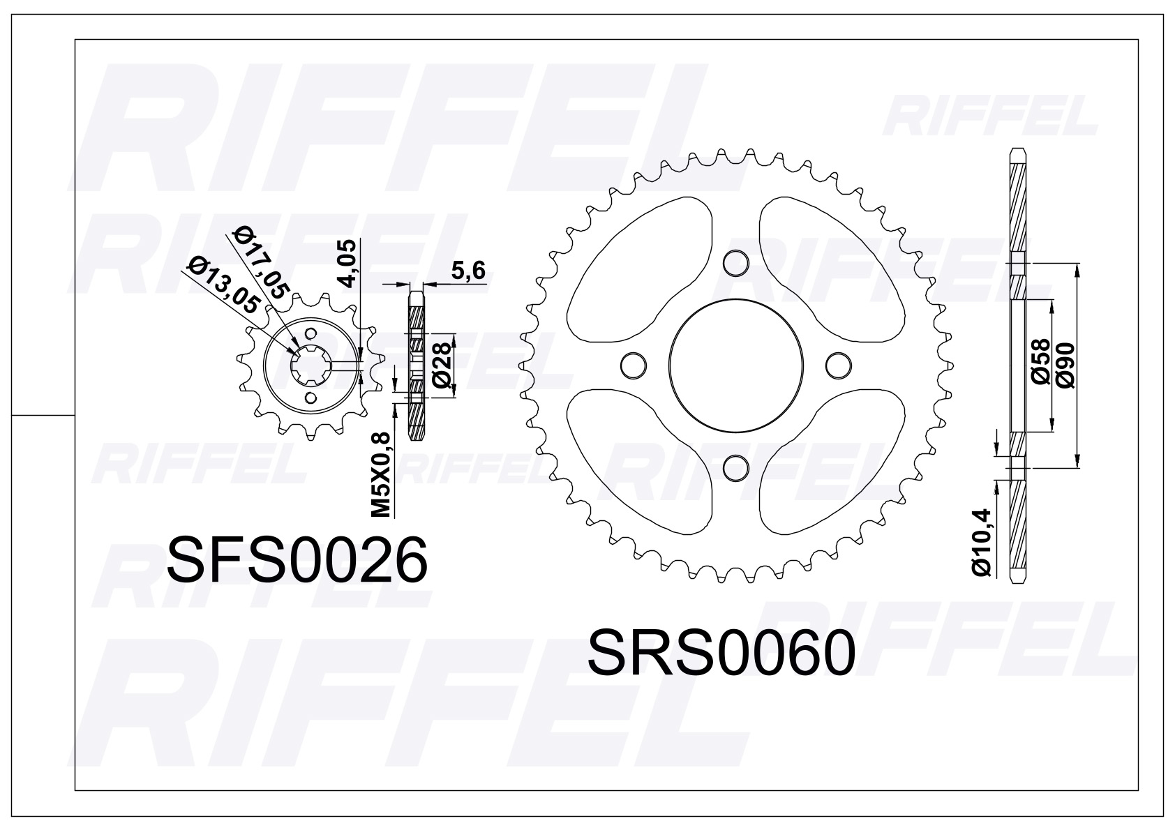 Kit transmisión Riffel | Bajaj Pulsar 135 43T/15Z 2