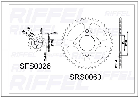 Kit transmisión Riffel | Bajaj Pulsar 135 43T/15Z
