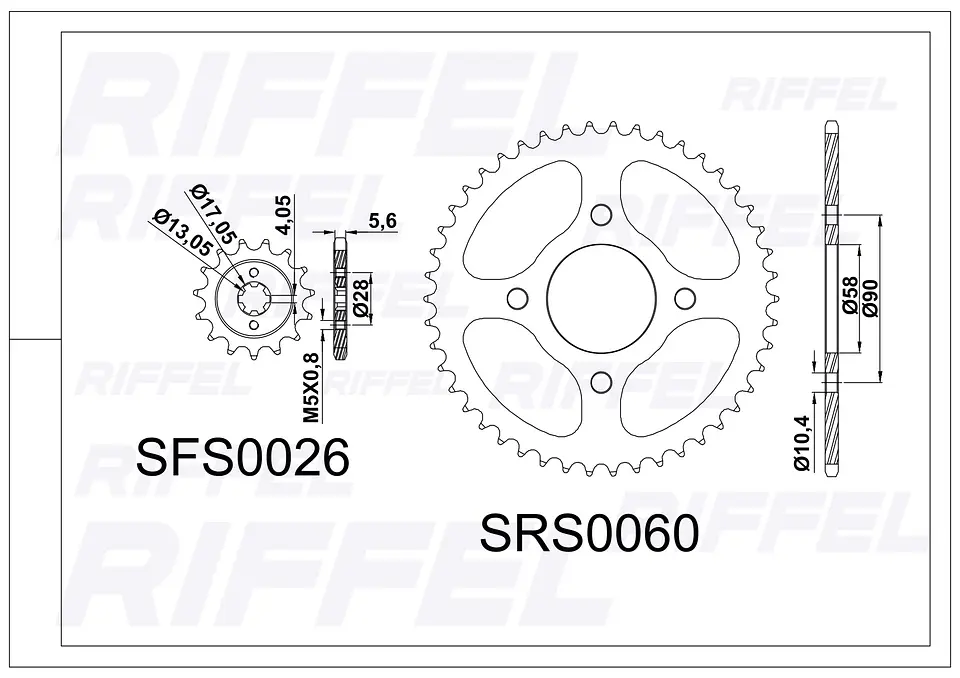 Kit transmisión Riffel Titanium | Bajaj Pulsar 135 43T/15Z 2