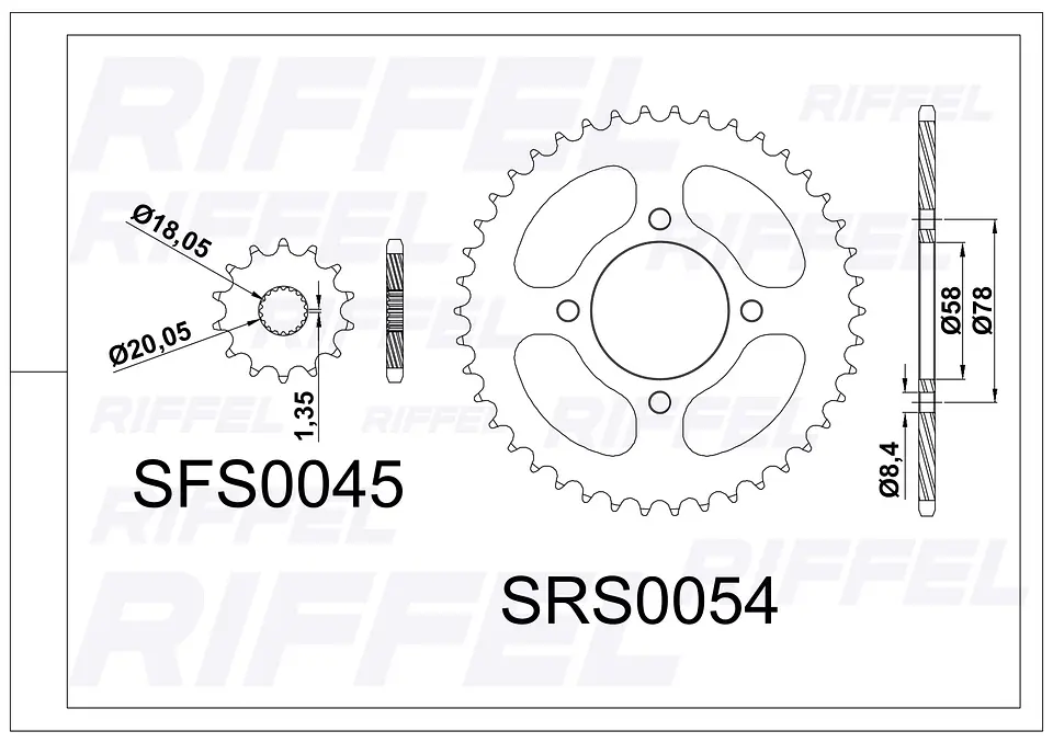 Kit transmisión Riffel Titanium | Suzuki EN 125 45T/14Z 2