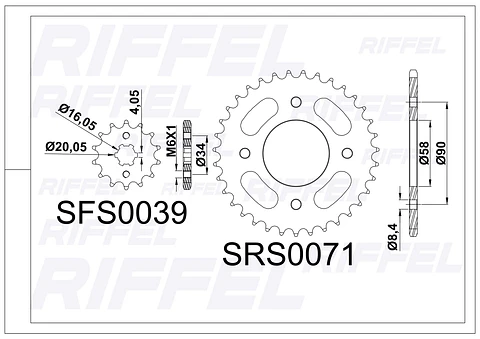 Kit transmisión Riffel | Suzuki Gixxer 150 45T/15Z