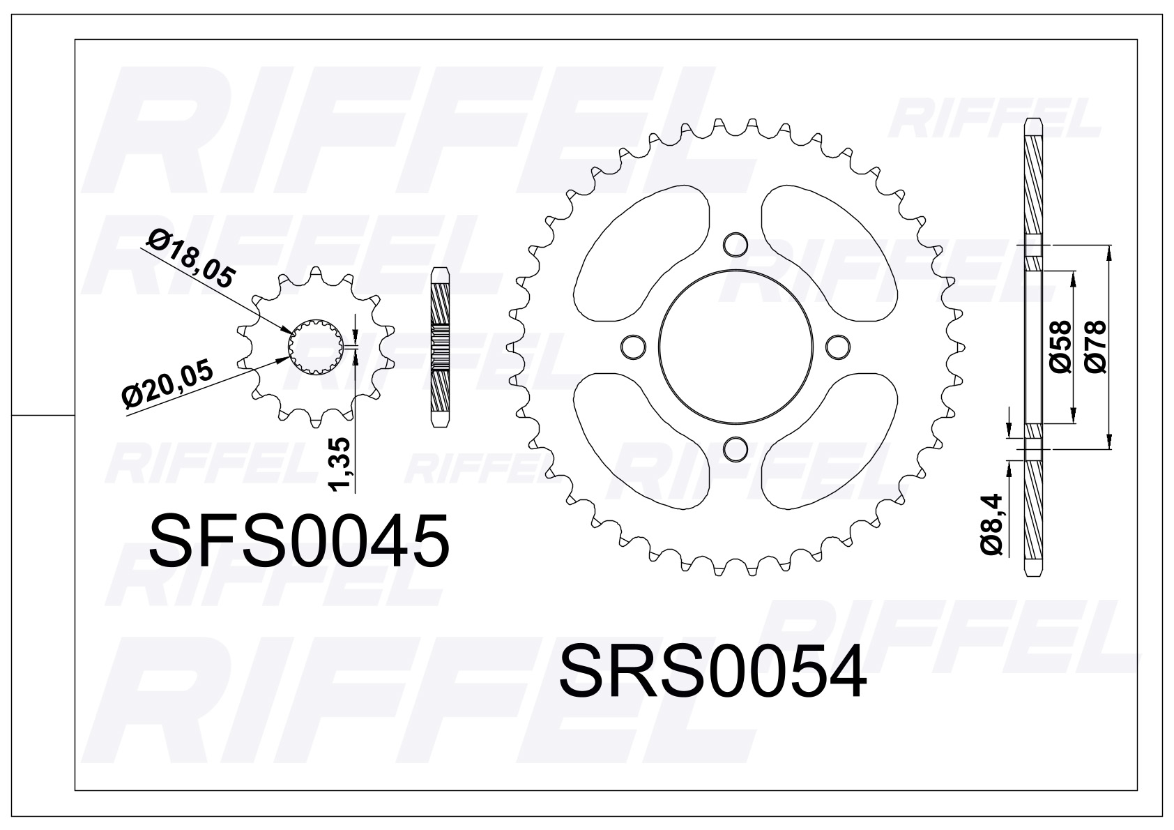 Kit transmisión Riffel | Suzuki GN 125 41T/14Z 2
