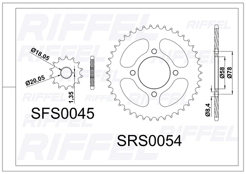 Kit transmisión Riffel Titanium | Suzuki GN 125 41T/14Z
