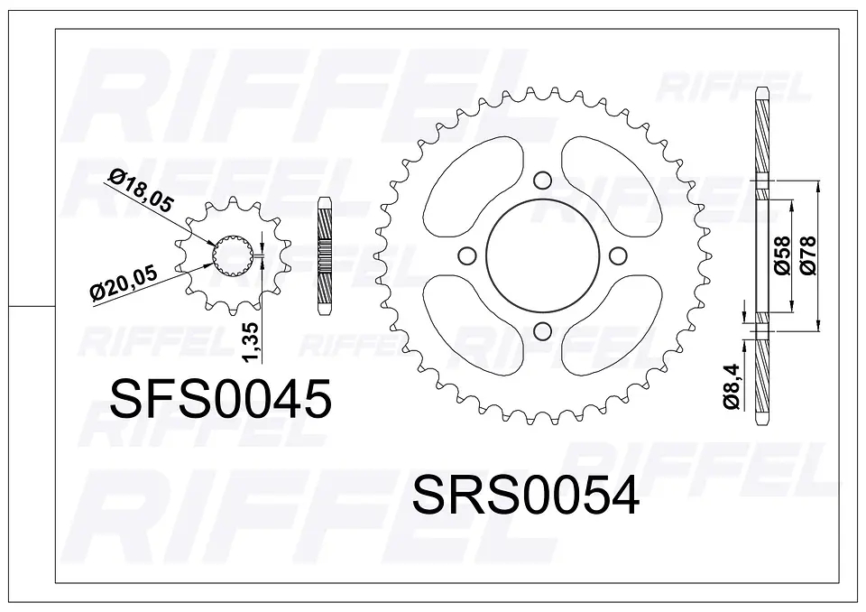 Kit transmisión Riffel Titanium | Suzuki GN 125 41T/14Z 2