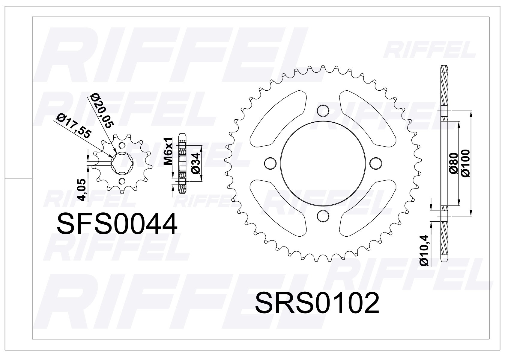 Kit transmisión Riffel | Suzuki GZ 150 45T/15Z 2