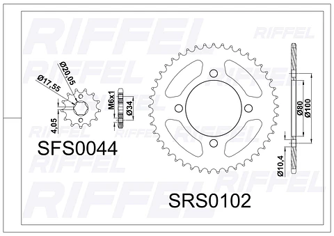 Kit transmisión Riffel | Suzuki GZ 150 45T/15Z