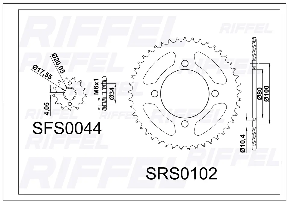 Kit transmisión Riffel Titanium | Suzuki GZ 150 45T/15Z 2