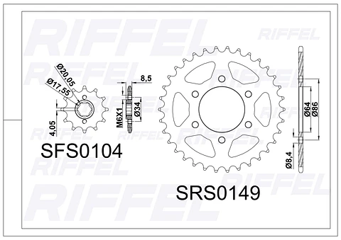 Kit transmisión Riffel Titanium | UM Xtreet 34T/12Z