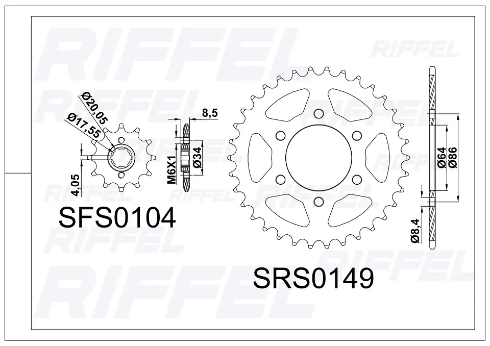 Kit transmisión Riffel Titanium | UM Xtreet 34T/12Z 2